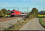1116 085-2 (Siemens ES64U2) ÖBB als IC 184 (Linie 87) bzw. RE 50184 (RE87) von Zürich HB (CH) nach Stuttgart Hbf (D) fährt in Engen-Welschingen auf der Bahnstrecke Offenburg–Singen (Schwarzwaldbahn (Baden) | KBS 720).
[22.9.2019 | 17:44 Uhr]