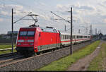 [Reupload]    Vier Wagen und zwei Loks:  Nachschuss auf 101 031-3 mit Zuglok 101 141-0 an der Blockstelle (Bk) Braschwitz.