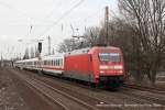 101 073-5 (DB) fhrt am 11. Mrz 2012 um 12:59 Uhr mit dem IC1911 durch Dsseldorf Eller Sd