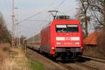 101 100-6 mit IC 2201 nach Köln Hbf. auf der KBS 425 am BÜ 13,272km in Recklinghausen 13.2.2016 Gruß zurück an den Tf.