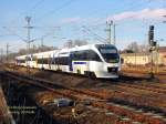 Tglich gegen 9 Uhr jagt der Connex-Zug nach Rostock durch den Bahnhof Jterbog.