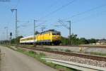 120 160-7 (120 502) mit dem Mess NbZ 94310 (Offenburg-Kraichtal) beim Abzweig Bruchsal-Nord, 24.07.2014.