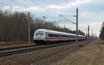 Eine MET-Garnitur war am 27.03.16 mit 101 131 als Schublok unterwegs als IC 2185 von Rostock nach Leipzig. Hier passiert der Zug Burgkemnitz.