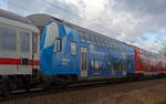 Im von 120 123 angeführten PbZ 2466 Leipzig-Berlin hing am 04.02.20 dieser Bahnland-Bayern-Doppelstockwagen.