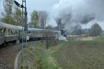 Die Dampflokomotive 50 3648-8 zieht unseren Sonderzug im April 2017 wieder in Richtung Dresden.