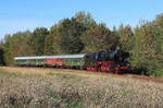 Der Dampfsonderzug am 22.09.2024 mit der VSE 50 3616 unterwegs auf der Erzgebirgischen Aussichtsbahn.