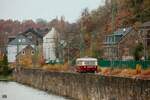 Wismarer Schienenbus T2 an der Ruhr in Bochum Dahlhausen, am 23.11.2024.