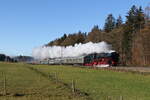 001 180 des  Bayerischen-Eisenbahn-Museums  aus Nördlingen war am 30. November 2024 bei Hufschlag auf dem Weg nach Salzburg