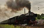 01 1066 als 012 066-7 mit Dampfsonderzug  der Langlauf  vom Ammerland nach Kln am 22.06.13 in der Kurve vor dem Bahnhof Neuss-Norf.