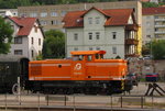 Erfurter Gleisbau V 60 105-1 mit dem DPE 24437 aus Sonneberg (Thür) Hbf, am 03.09.2016 in der Abstellung in Meiningen.