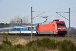 EuroCity kommend aus Hamburg, in Front die 101 107-1.