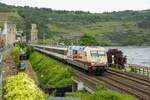 101 110-5  50 Jahre Intercity  DB mit EC9 an der Stadtmauer in Oberwesel, am 13.05.2023.