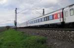 SBB 2. Klasse Wagen mit Fahrradabteil im EC 102 von Chur nach Kiel Hbf, in Erbach (Rheingau); 11.04.2010