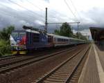 Eurocity 175 mit der 371 201 nach Prag/Budapest durchfährt Bahnhof DD Strehlen am 20.6.2015.