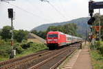 101 065-1 DB kommt mit einem IC  aus Süden nach Norden und kommt aus Richtung Koblenz und kommt durch Namedy in Richtung Bonn,Köln. 
Aufgenommen vom Bahnsteig 2 in Namedy. 
Bei Sommerwetter am Nachmittag vom 17.8.2018. 