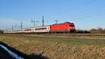 DB Fernverkehr 101 102 mit IC 2407 Flensburg - Köln Hbf (bei Diepholz, 24.02.19).