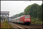 DB 101113 ist hier am 11.9.2005 mit einem Intercity auf der Rollbahn in Natrup Hagen in Richtung Osnabrück unterwegs.