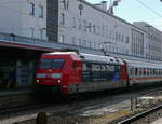 101 068  Back on Track  welche für das Greentech Festival in Berlin wirbt fuhr am 22.2.20 um 11:01 Uhr als IC 1290 von Salzuburg Hbf nach Frankfurt Hbf in den Ulmer Hbf ein