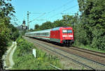 Nachschuss auf 101 084-2 als IC 2396 (Linie 62) von Stuttgart Hbf nach Frankfurt(Main)Hbf, der nahe Bruchsal Schlachthof auf der Bahnstrecke Bietigheim-Bissingen–Bruchsal (Westbahn (Württemberg) | KBS 770) fährt.
[30.7.2020 | 12:27 Uhr]