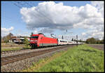 DB 101052-9 erreicht hier sm 7.5.2021 um 16.13 Uhr mit ihrem IC auf der Fahrt zum nächsten Halt in Osnabrück das Stadtgebiet von Lengerich in Westfalen.