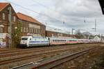 101 057-8  Europa  mit IC2044 in Wuppertal Unterbarmen, am 11.03.2023.