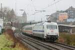 101 057-8  Europa  mit IC2049 in Wuppertal Steinbeck, am 12.03.2023.