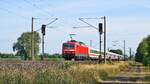 DB Fernverkehr 120 105 und 120 133 (am Zugschluss) mit IC 2023 Hamburg-Altona - Frankfurt (Main) Hbf (Hüde, 20.07.2019).