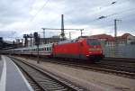 IC mit 101 097 bei der Ausfahrt aus dem Erfurter Hauptbahnhof am 31.03.2008