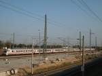 Ein InterCity auf dem Abstellgleis im Betriebshof Dalwitzhof (kurz vor der Einfahrt zum Hbf Rostock)