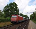 101 098-2 hat am 6.07.09 den IC 2311 Westerland/Sylt - Stuttgart Hbf in Itzehohe bernommen und durchfhrt nun Prisdorf Richtung Hamburg-Dammtor.