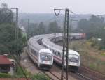 IC von und nach Salzburg begegnen sich vor Einfahrt Bahnhof Rosenheim