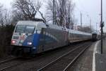 101 060-2 mit IC 132 nach Luxemburg bei der Ausfahrt in Recklinghausen 22.2.2013