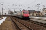 101 016-4 bespannte am 01.03.13 den IC 2246 nach Dsseldorf Hbf und konnte hier bei der Einfahrt in den Bahnof Riesa festgehalten werden.