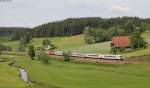 IC 2279 (Hannover Hbf-Konstanz) mit Schublok 120 102-9 bei Stockburg 19.6.14