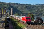 101 076 hing am 17.9.2014 am IC 2217 und durchfuhr pünktlich Oberwesel