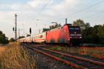 In der Abendstimmung am 06.06.2014 fuhr 101 113-9 mit dem IC 2264 (München Hbf - Basel Bad Bf)  Baden Kurier  durch Orschweier ihrem Ziel entgegen.