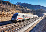 Der EC 114  Wörthersee  (Klagenfurt Hbf - Dortmund Hbf) verlässt bei Mallnitz-Obervellach den Kaponig-Tunnel.