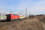 DB Systemtechnik 193 969 schiebt am 07.03.2025 in Erfurt-Azmannsdorf einen Messzug Richtung Weimar. 