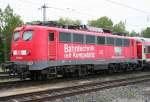 Die Db Systemtechnik Minden 110 169-0 steht nach ihrem 5fachen Pendel Messfahrten zwischen Rheydt und Herzogenrath abgestellt in Rheydt Gbf am 11.05.2010