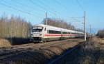 Der MET 1009 durchfährt auf seiner Fahrt von Berlin nach München am 29.12.13 Burgkemnitz Richtung Leipzig.