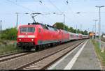 120 101-1 als PbZ 2487 von Leipzig Hbf nach München-Pasing Bbf durchfährt den Bahnhof Angersdorf auf der Bahnstrecke Halle–Hann.