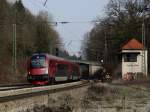 Der Railjet 80-90 707 am 04.04.2009 bei der Durchfahrt in Aling.