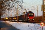 Nein, die  60  gelten nicht fr den Railjet mit 1116 211, der bei Stephanskirchen im letzten Sonnenlicht Richtung Innsbruck rollt - 10/02/2013