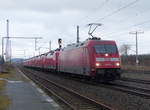 DB 101 013 überführte am 26.01.2021 die DB 120 127 + 120 150 + 120 111 + 120 159 + 120 134 + 120 118 + 120 120 als FbZ 27922 von München-Pasing nach Leipzig-Engelsdorf zum