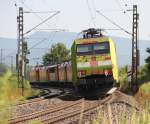 Nachschuss auf den 9-teiligen Lokzug, der am 17.07.2013 nach Norden durch Wehretal-Reichensachsen fuhr.