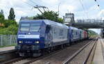 Ein RBH Lokzug gezogen von  145 063-4  [NVR-Nummer: 91 80 6145 063-4 D-DB] mit in folgender Reihe am Haken befindlichen Loks:  145 026-1  [NVR-Nummer: 91 80 6145 026-1 D-DB] +   145 064-2 