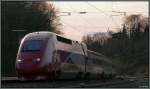 Leise kommt er daher,der Thalys auf Durchfahrt am Bahnhof in Eschweiler (Rhl).
Bildlich festgehalten im April 2013.