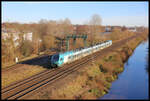 Die Eurobahn befindet sich hier am 30.11.2024 u 13.23 Uhr noch rund einen Kilometer vor dem nächsten Halt Osnabrück HBF. Der Zug ist auf der Fahrt nach Hengelo.