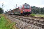 Der Steuerwagen des RJ von Budapest in Richtung Mnchen am 17.7.09 vor Prien a.