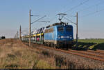 Autotransportzug (ARS Altmann AG) mit 140 845-9 (140 008-6) unterwegs bei Eismannsdorf (Niemberg) Richtung Halle (Saale).